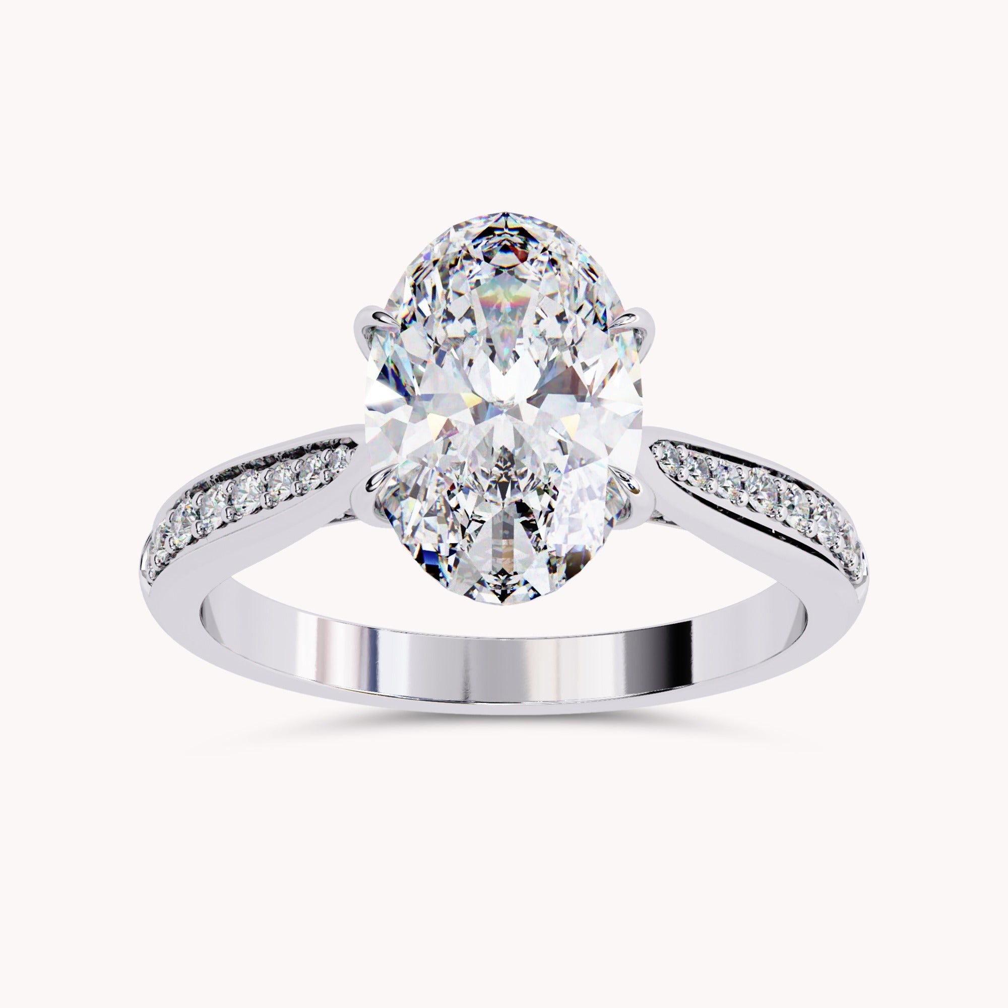 Solitaire Engagement Ring 10.5x7mm Oval & Round Lab Grown Diamond