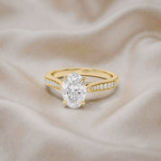 Solitaire Engagement Ring 10.5x7mm Oval & Round Lab Grown Diamond
