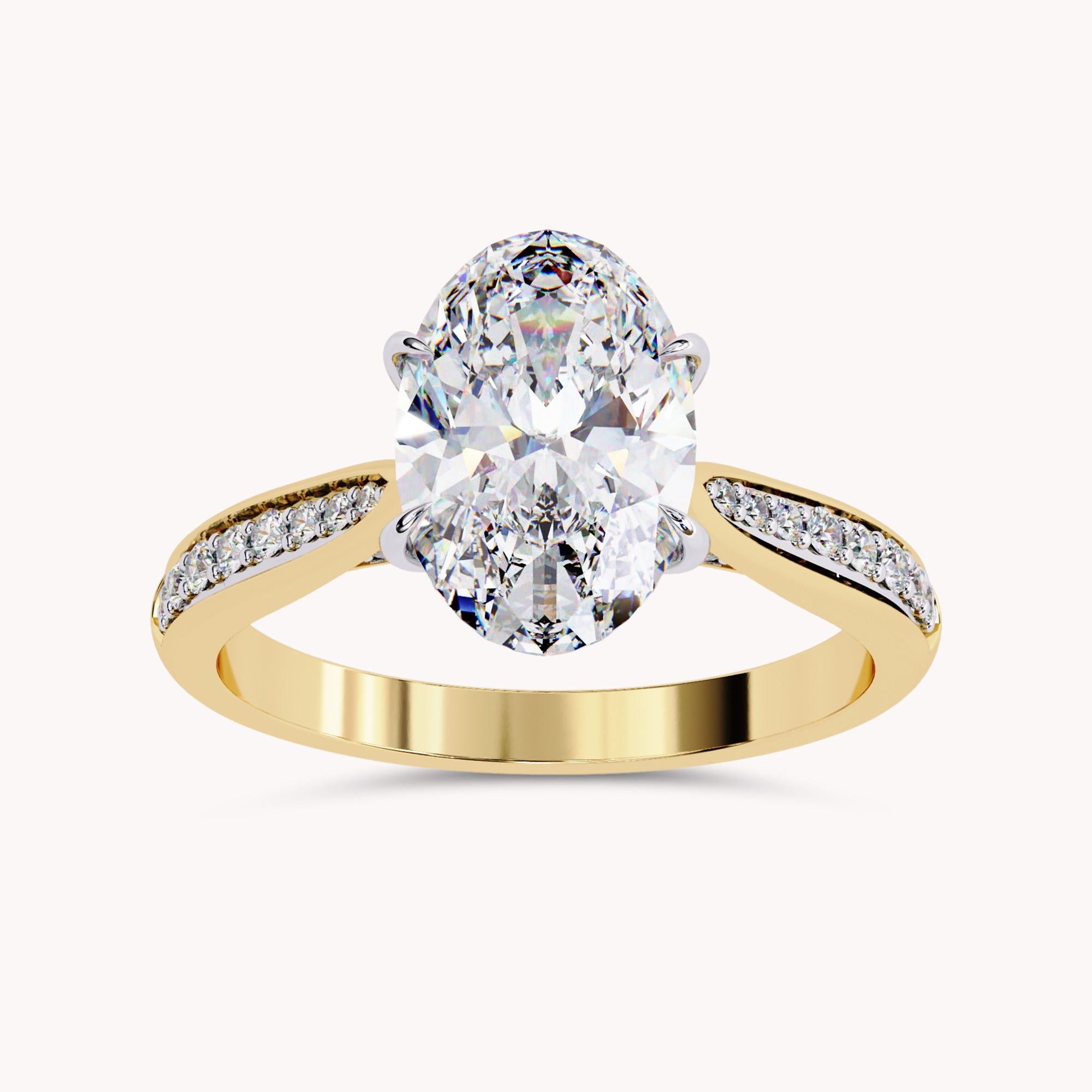 Solitaire Engagement Ring 10.5x7mm Oval & Round Lab Grown Diamond