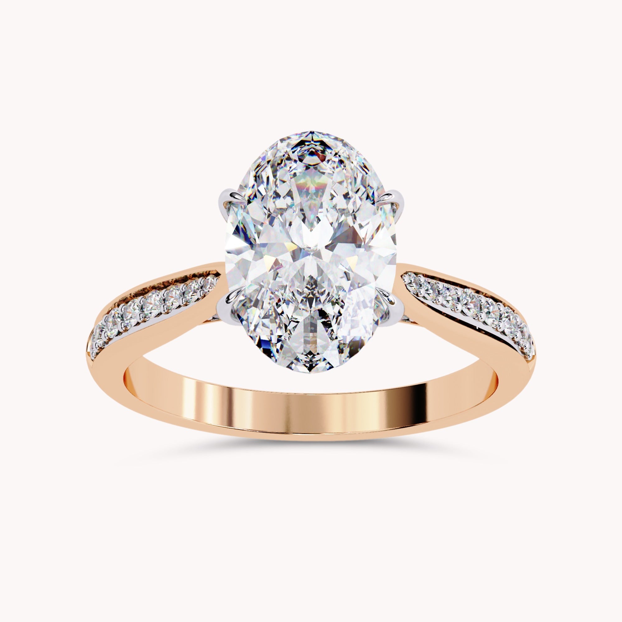 Solitaire Engagement Ring 10.5x7mm Oval & Round Lab Grown Diamond