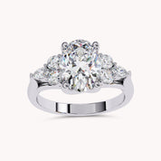 3 Stone Solitaire Engagement Ring Center 10X8mm Lab Grown Diamond