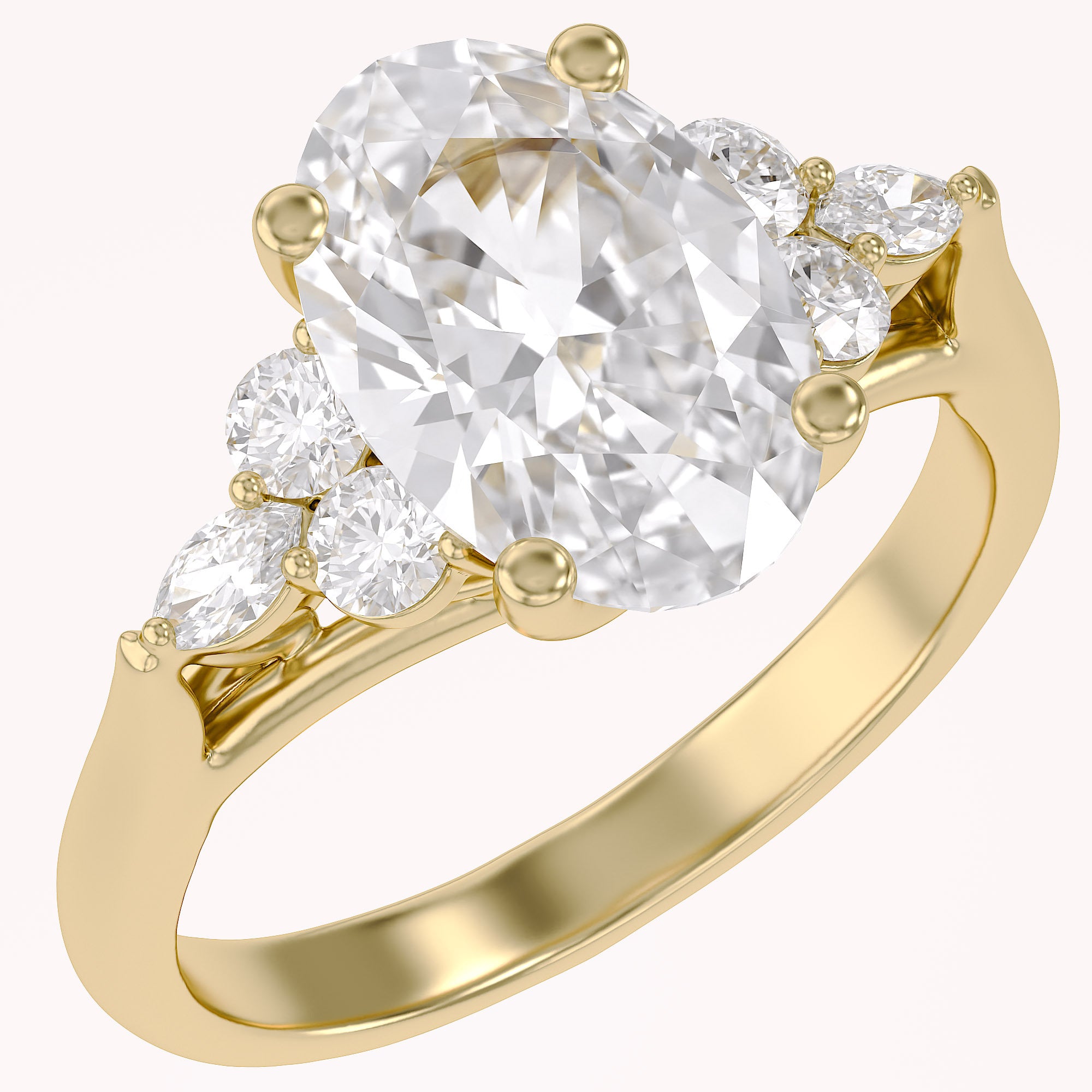 3 Stone Solitaire Engagement Ring Center 10X8mm Lab Grown Diamond