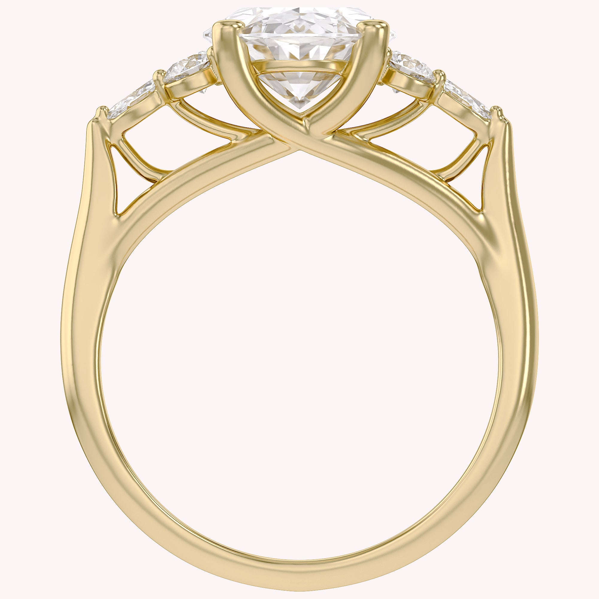 3 Stone Solitaire Engagement Ring Center 10X8mm Lab Grown Diamond