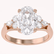 3 Stone Solitaire Engagement Ring Center 10X8mm Lab Grown Diamond