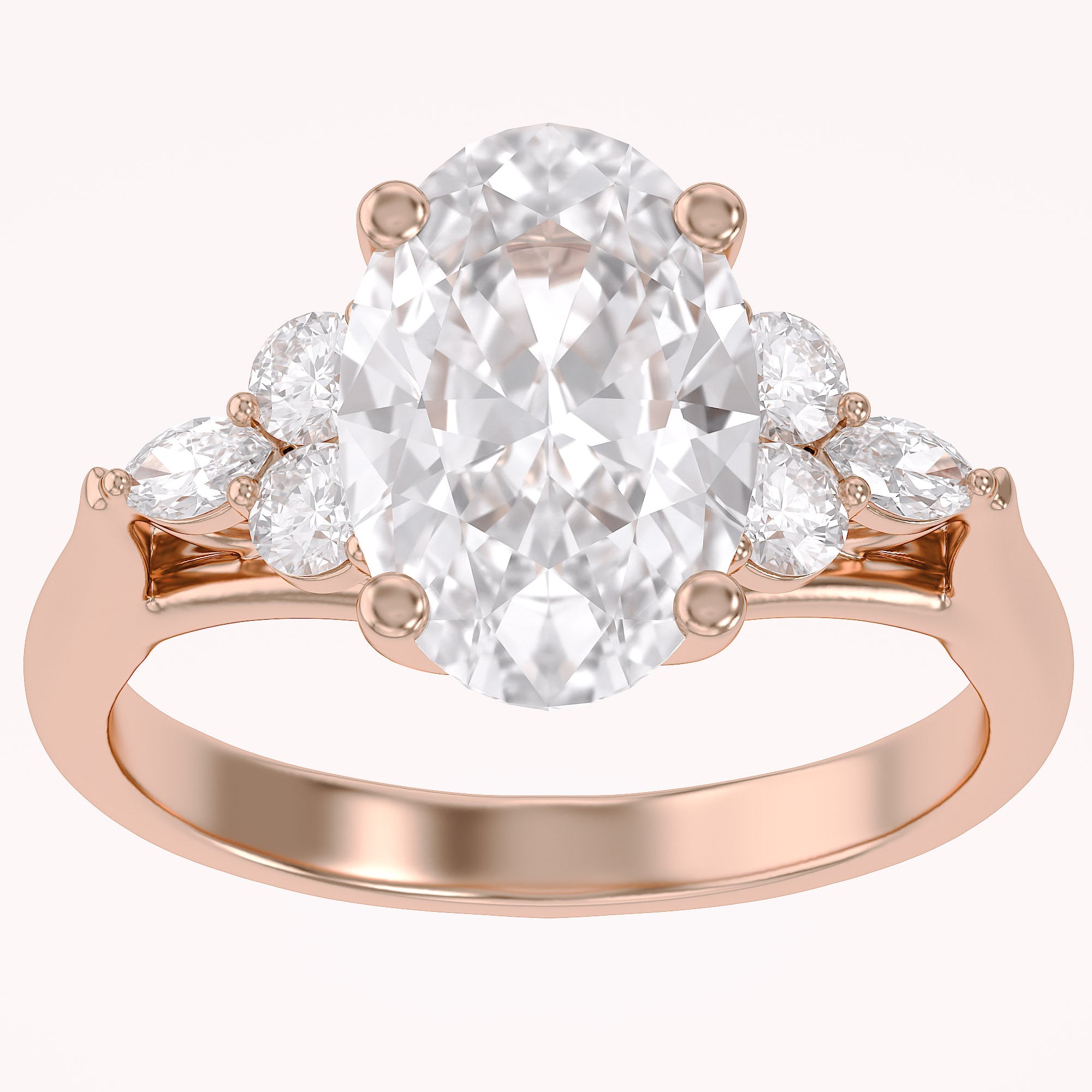 3 Stone Solitaire Engagement Ring Center 10X8mm Lab Grown Diamond