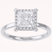 Halo Solitaire Engagement Ring Princess & Round Lab Grown Diamond