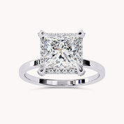 Halo Solitaire Engagement Ring Princess & Round Lab Grown Diamond
