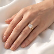 Halo Solitaire Engagement Ring Princess & Round Lab Grown Diamond