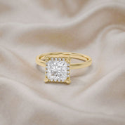 Halo Solitaire Engagement Ring Princess & Round Lab Grown Diamond