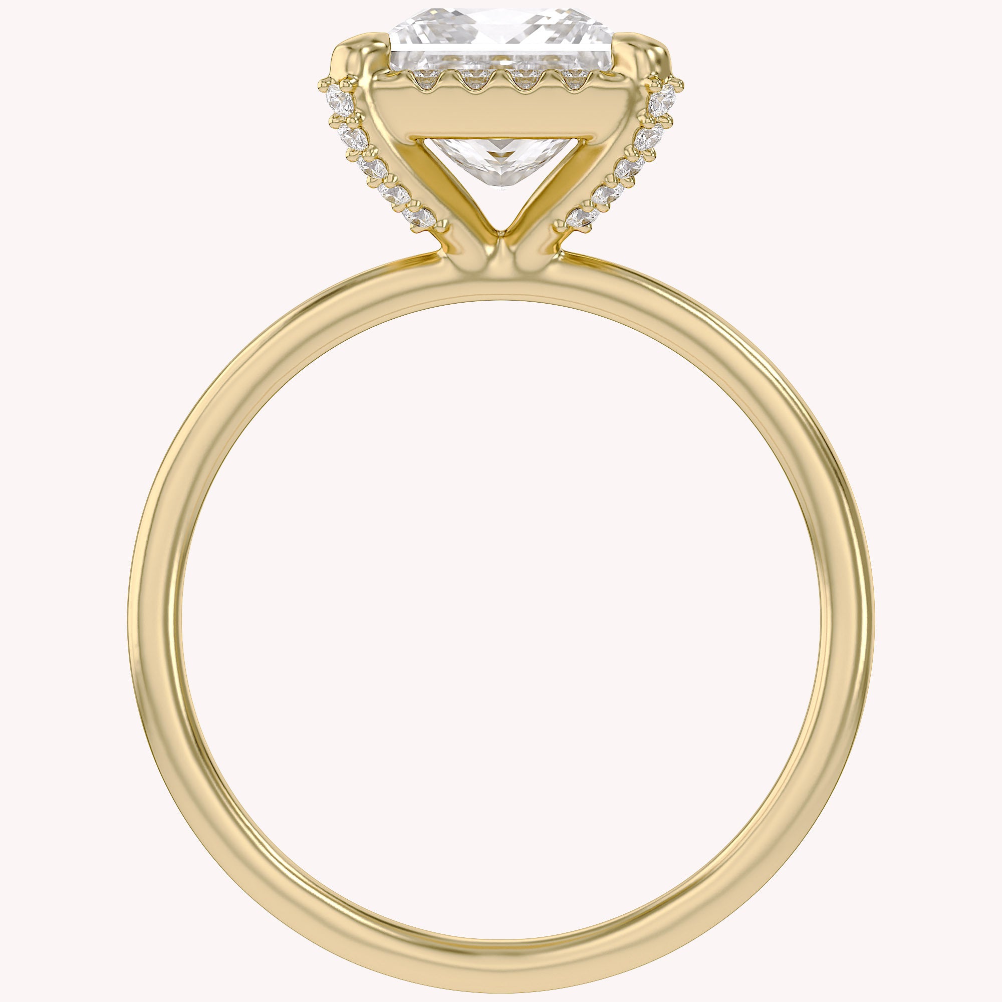 Halo Solitaire Engagement Ring Princess & Round Lab Grown Diamond