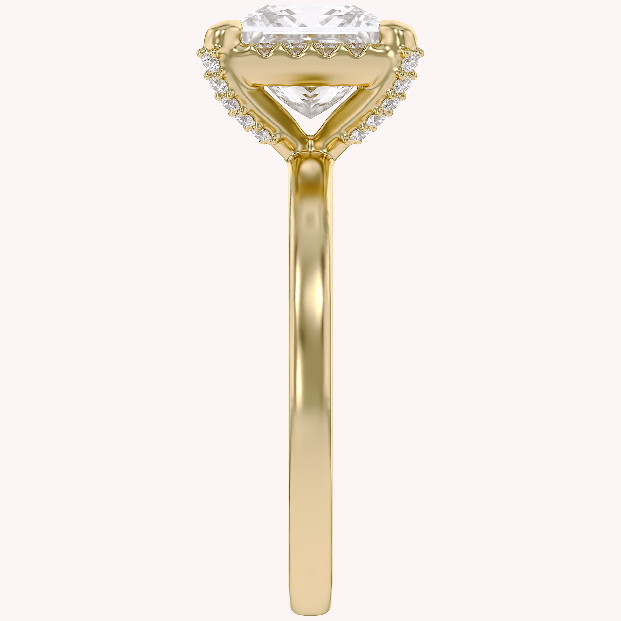 Halo Solitaire Engagement Ring Princess & Round Lab Grown Diamond