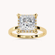 Halo Solitaire Engagement Ring Princess & Round Lab Grown Diamond