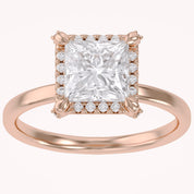 Halo Solitaire Engagement Ring Princess & Round Lab Grown Diamond