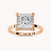 Halo Solitaire Engagement Ring Princess & Round Lab Grown Diamond