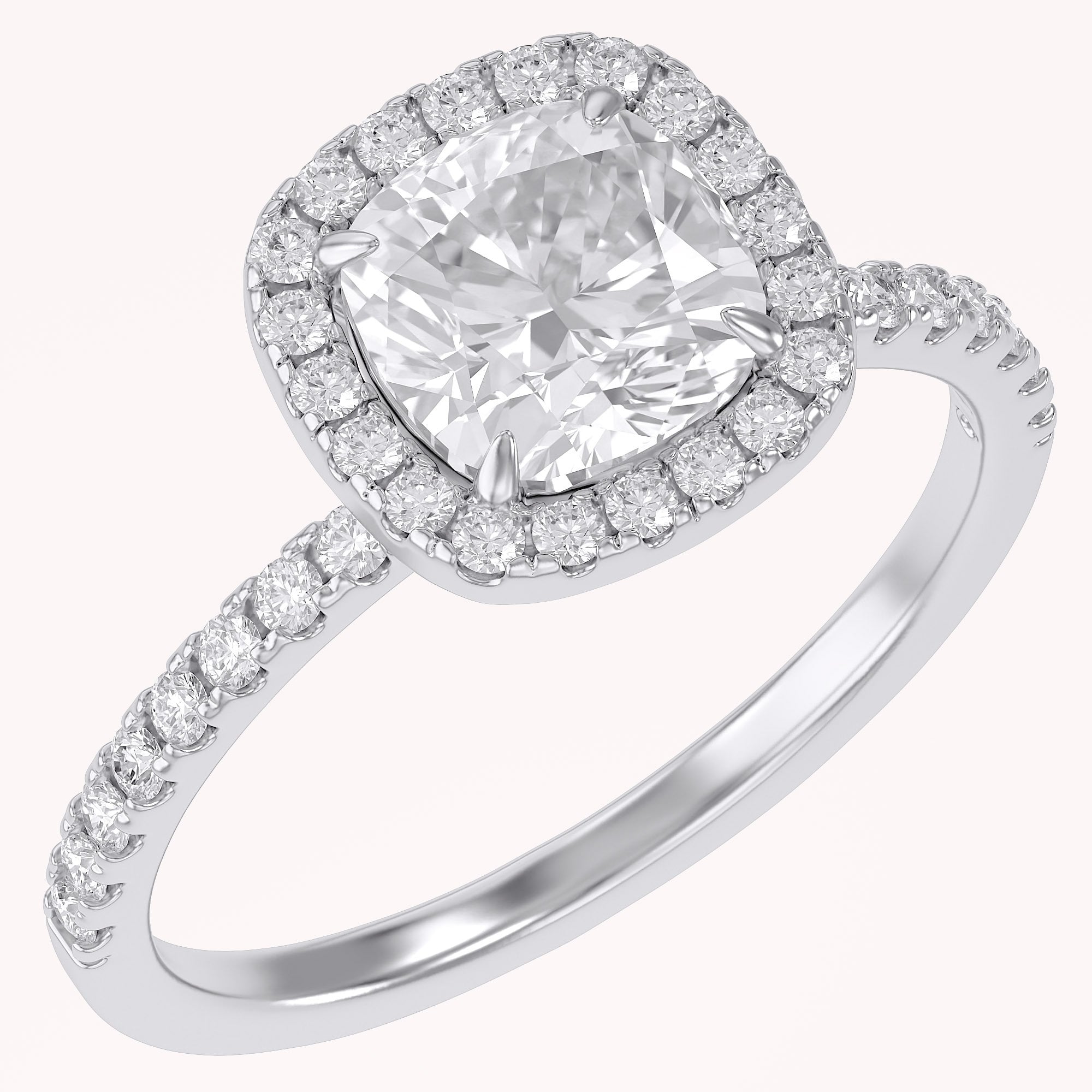 Halo Solitaire Engagement Ring Center 7mm Lab Grown Diamond