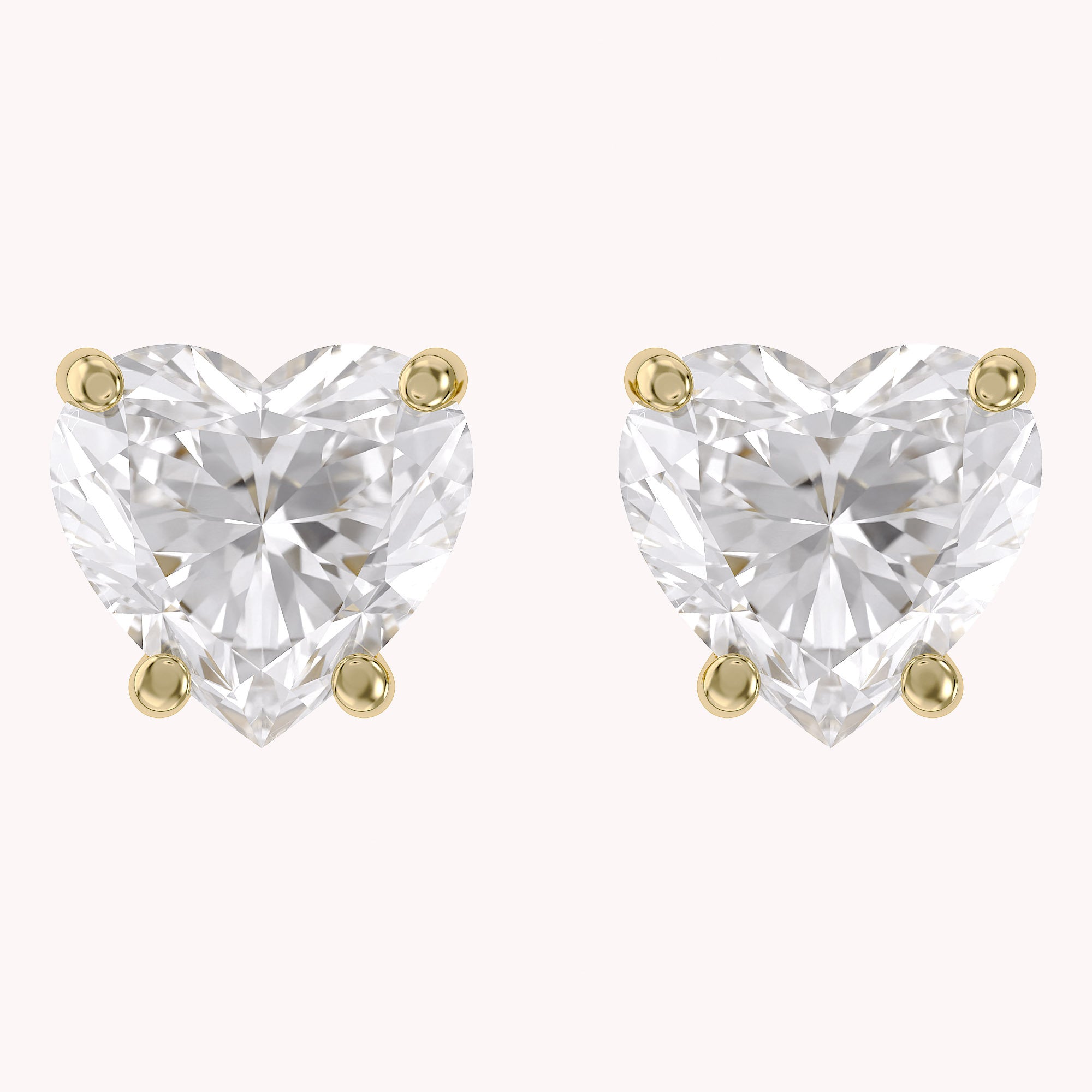 Heart Stud Earrings 2.50 Carat 7mm Lab Grown Diamond