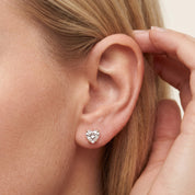 Heart Stud Earrings 2.50 Carat 7mm Lab Grown Diamond