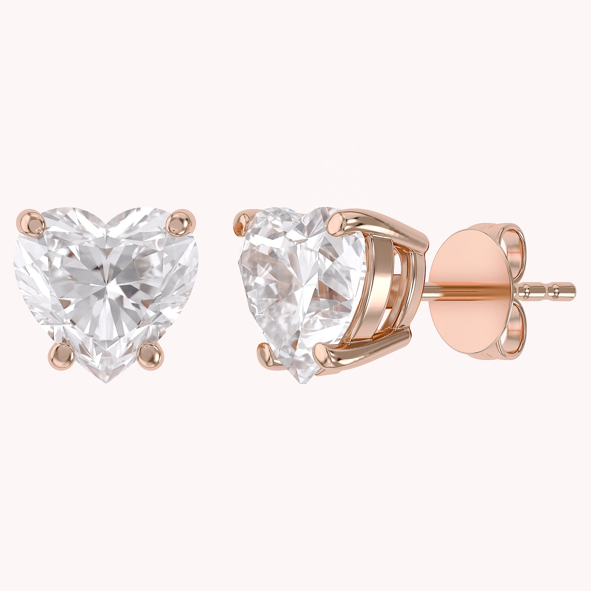 Heart Stud Earrings 2.50 Carat 7mm Lab Grown Diamond