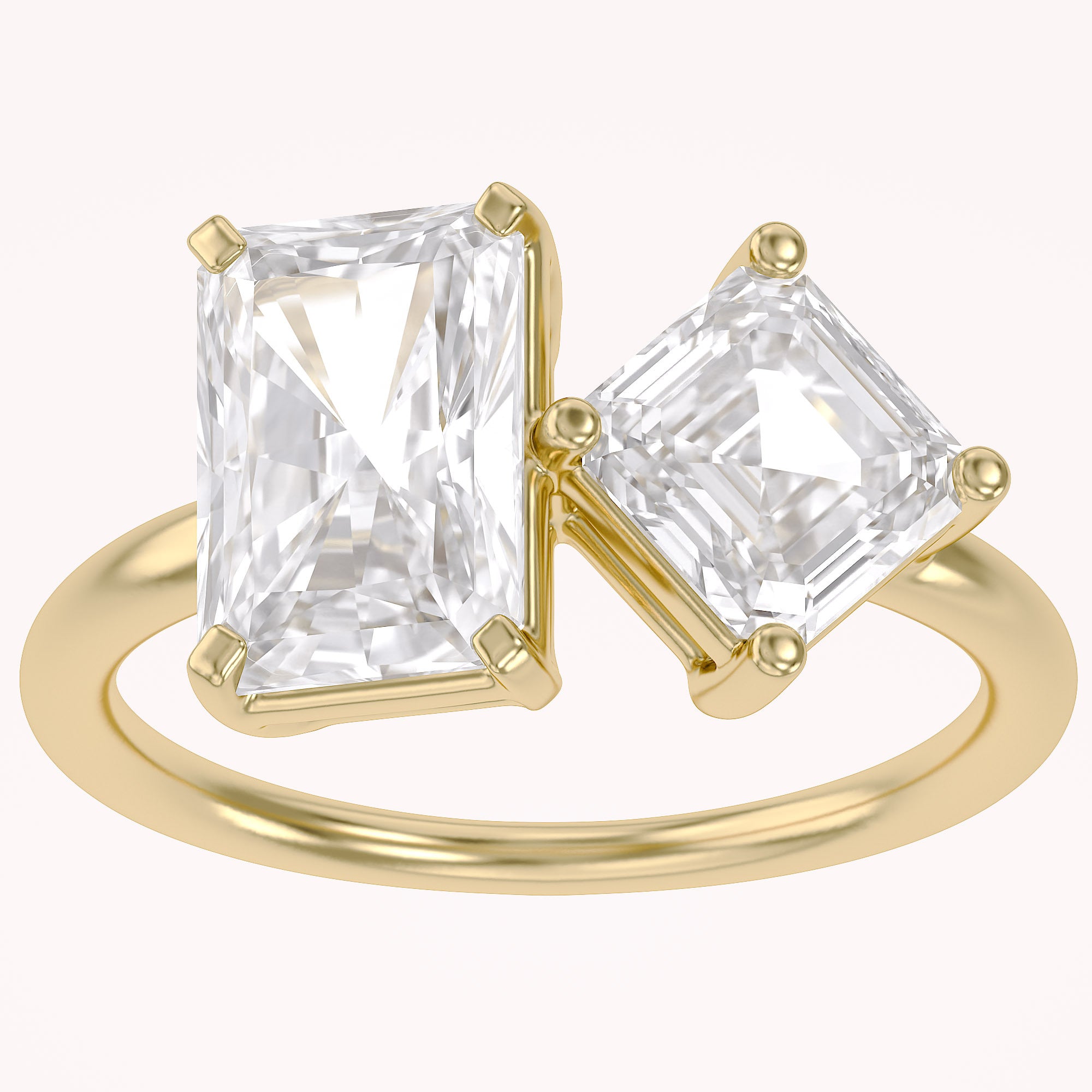 Toi Et Moi Ring Radiant & Emerald Square Lab Grown Diamond