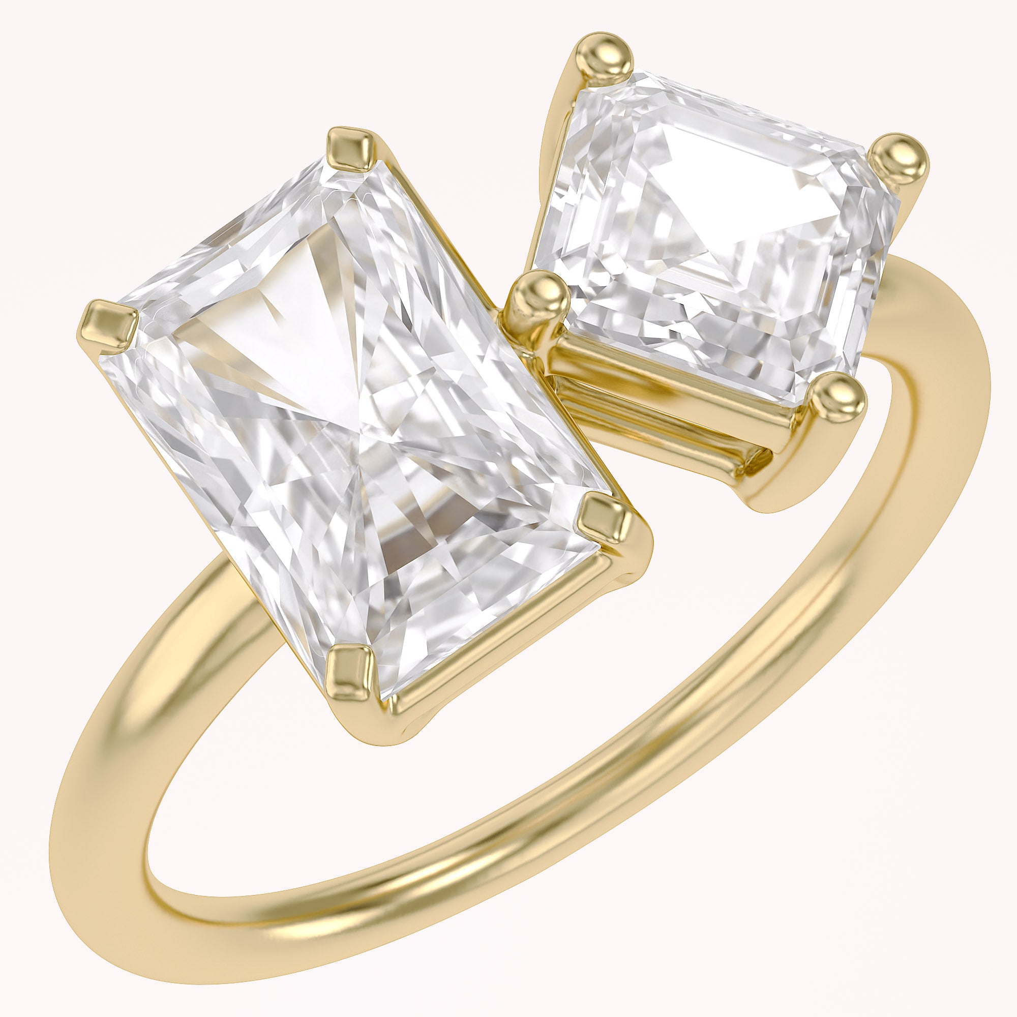 Toi Et Moi Ring Radiant & Emerald Square Lab Grown Diamond