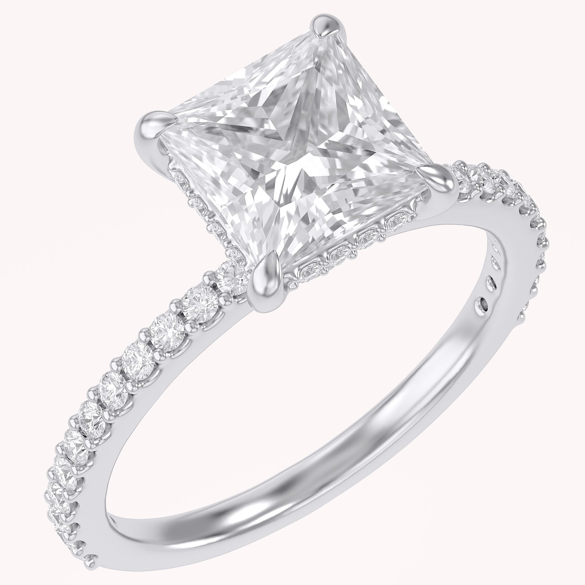 Hidden Solitaire Engagement Ring 2.75 Carat Lab Grown Diamond