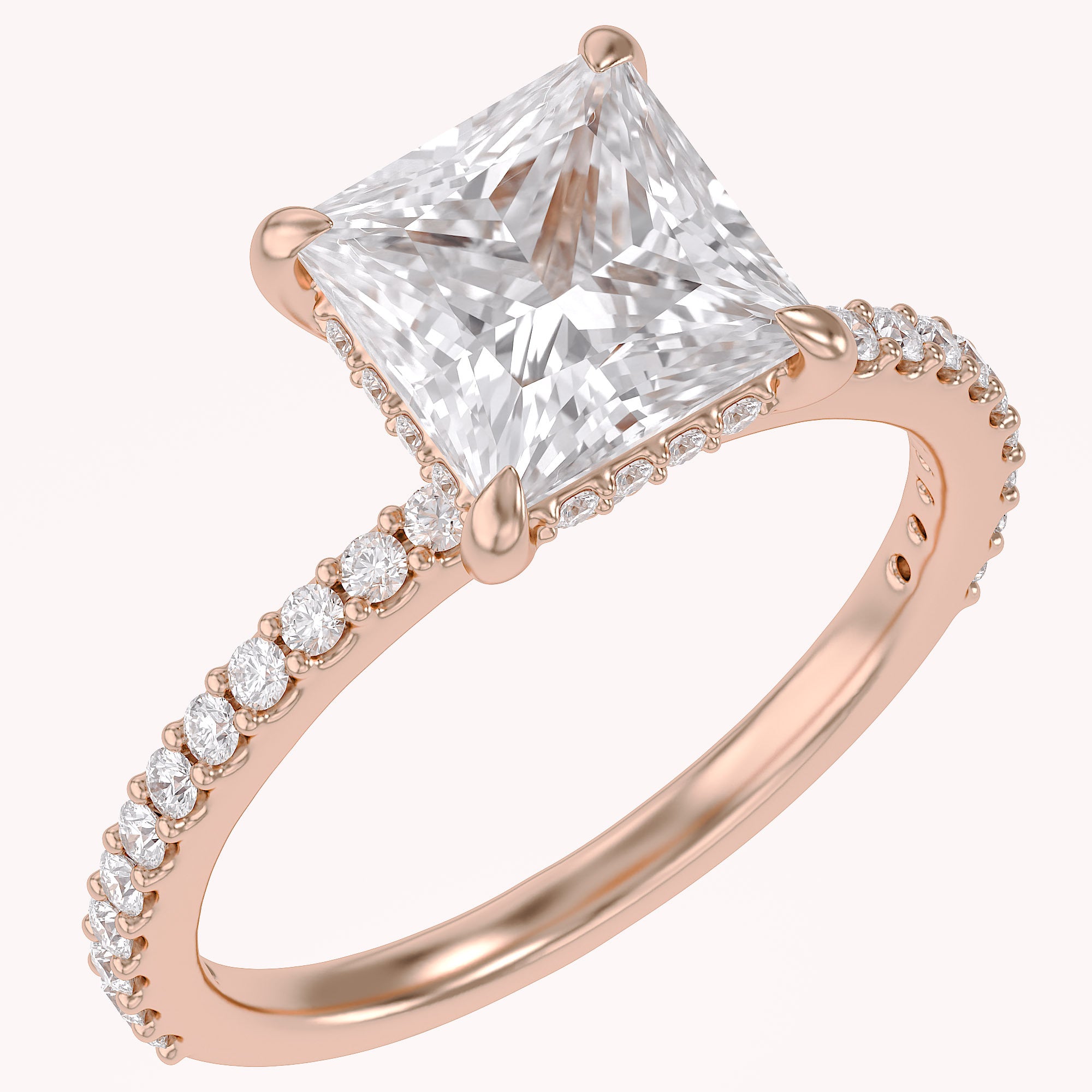 Hidden Solitaire Engagement Ring 2.75 Carat Lab Grown Diamond