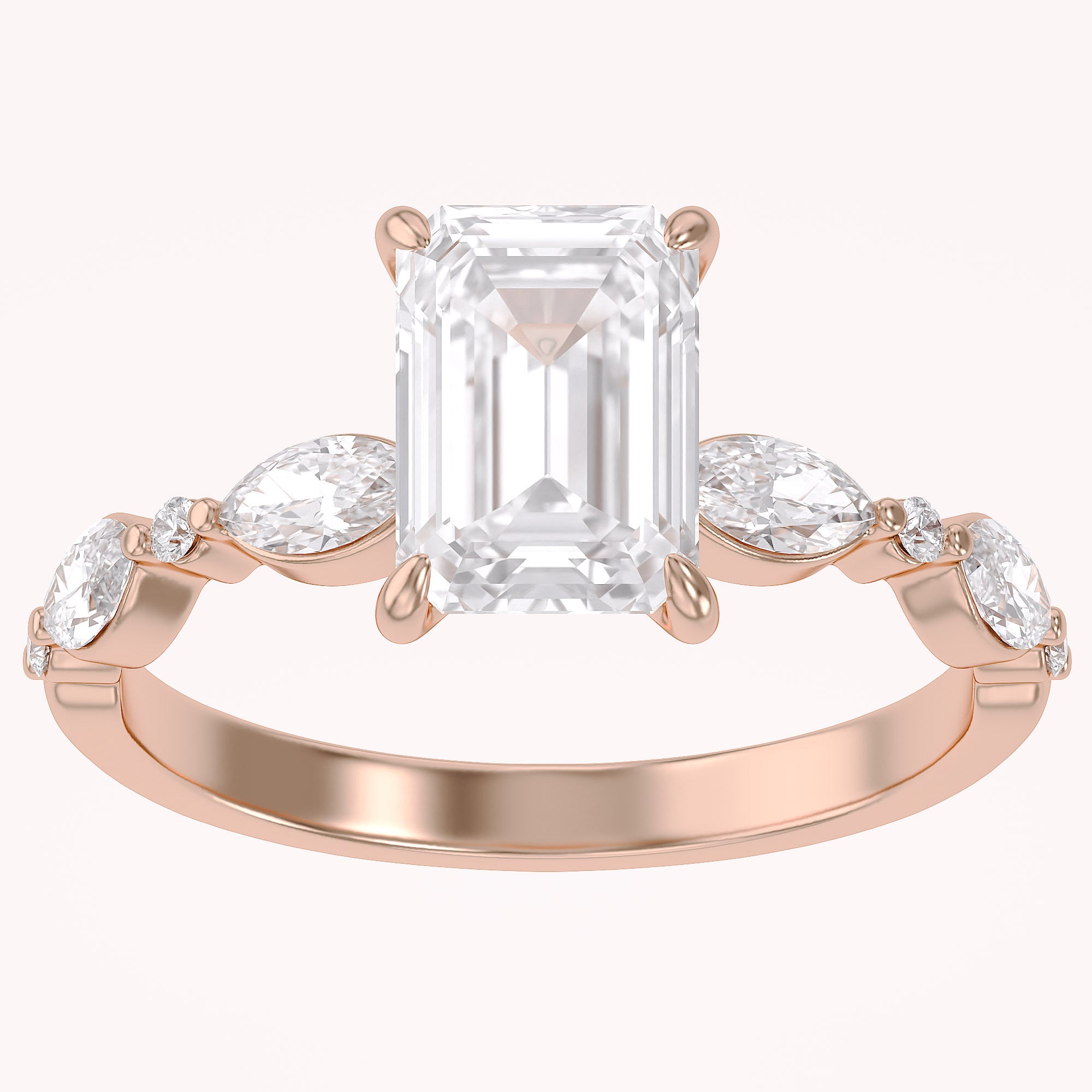Half Eternity Solitaire Lab Grown Diamond Engagement Ring