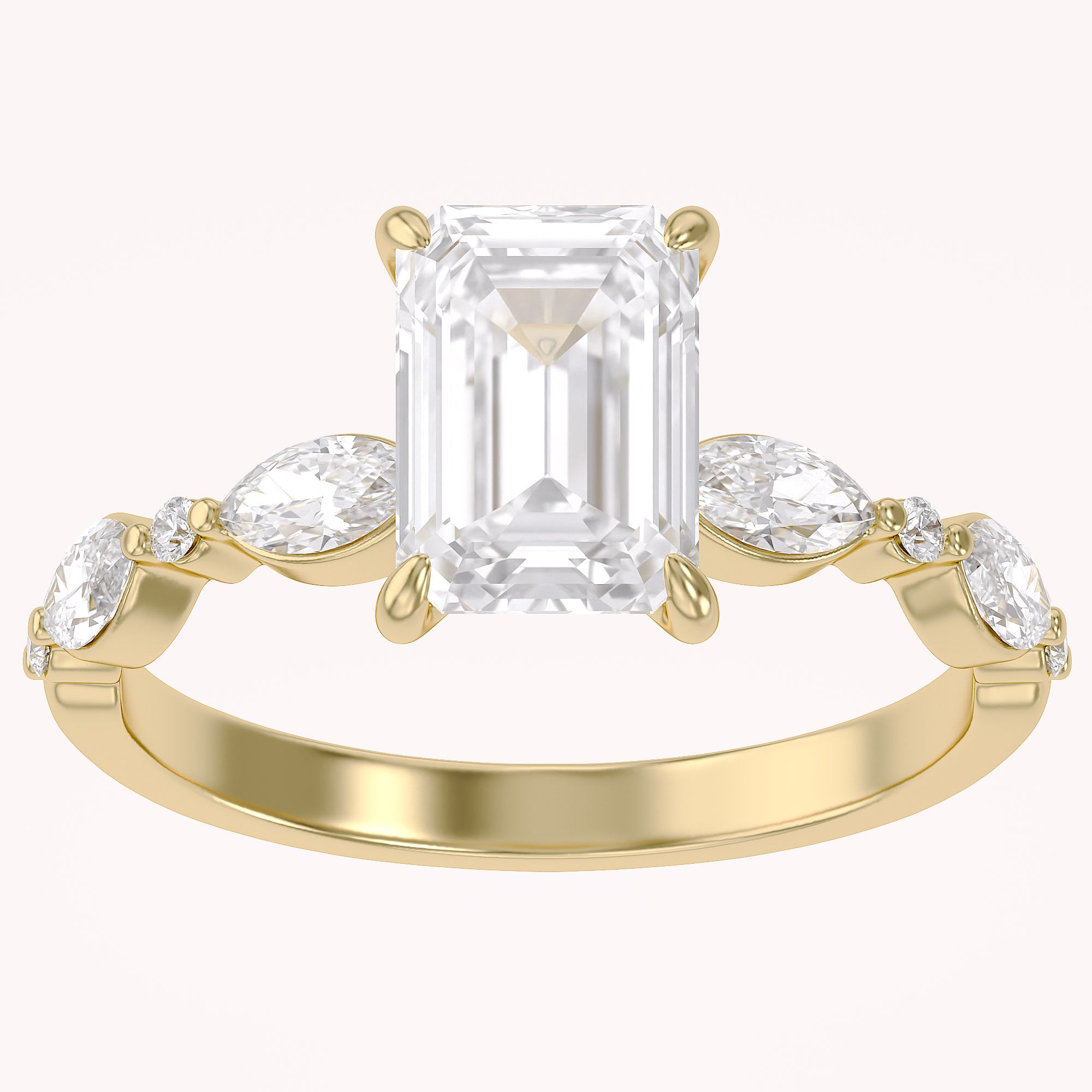 Half Eternity Solitaire Lab Grown Diamond Engagement Ring