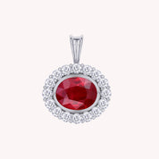 Halo Pendant Simulated Ruby and Cubic Zirconia