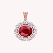 Halo Pendant Simulated Ruby and Cubic Zirconia