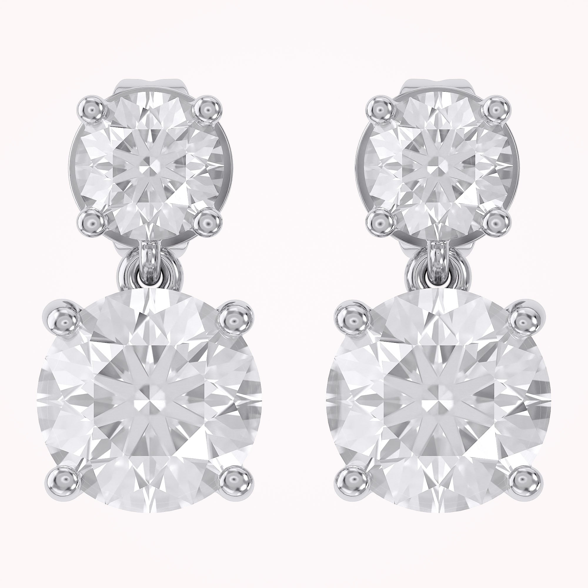 Dangle Stud Earrings 3.60 Carat Round Lab Grown Diamond