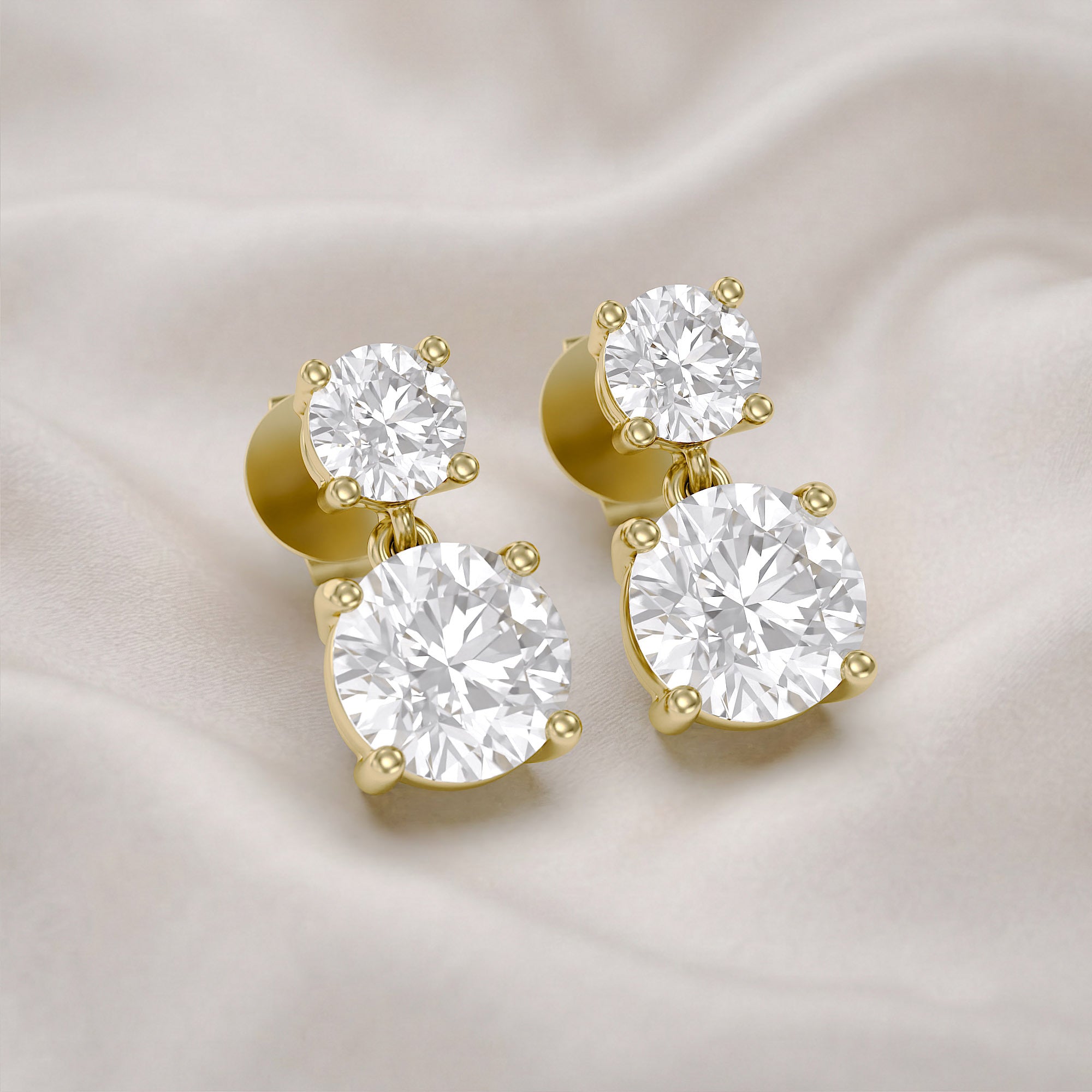 Dangle Stud Earrings 3.60 Carat Round Lab Grown Diamond