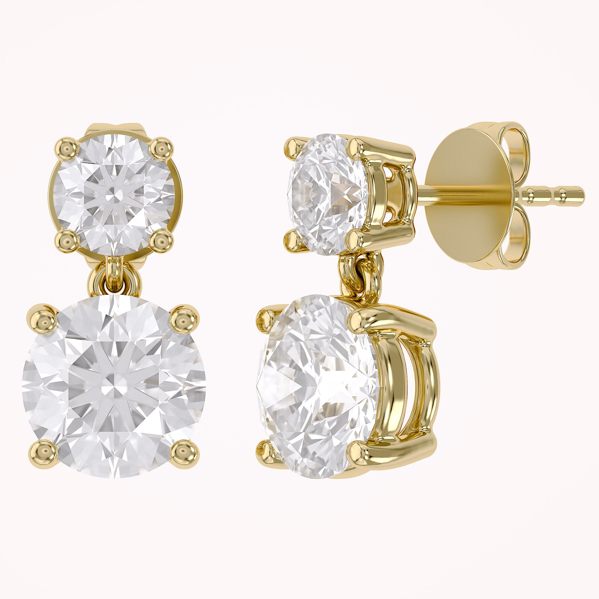 Dangle Stud Earrings 3.60 Carat Round Lab Grown Diamond