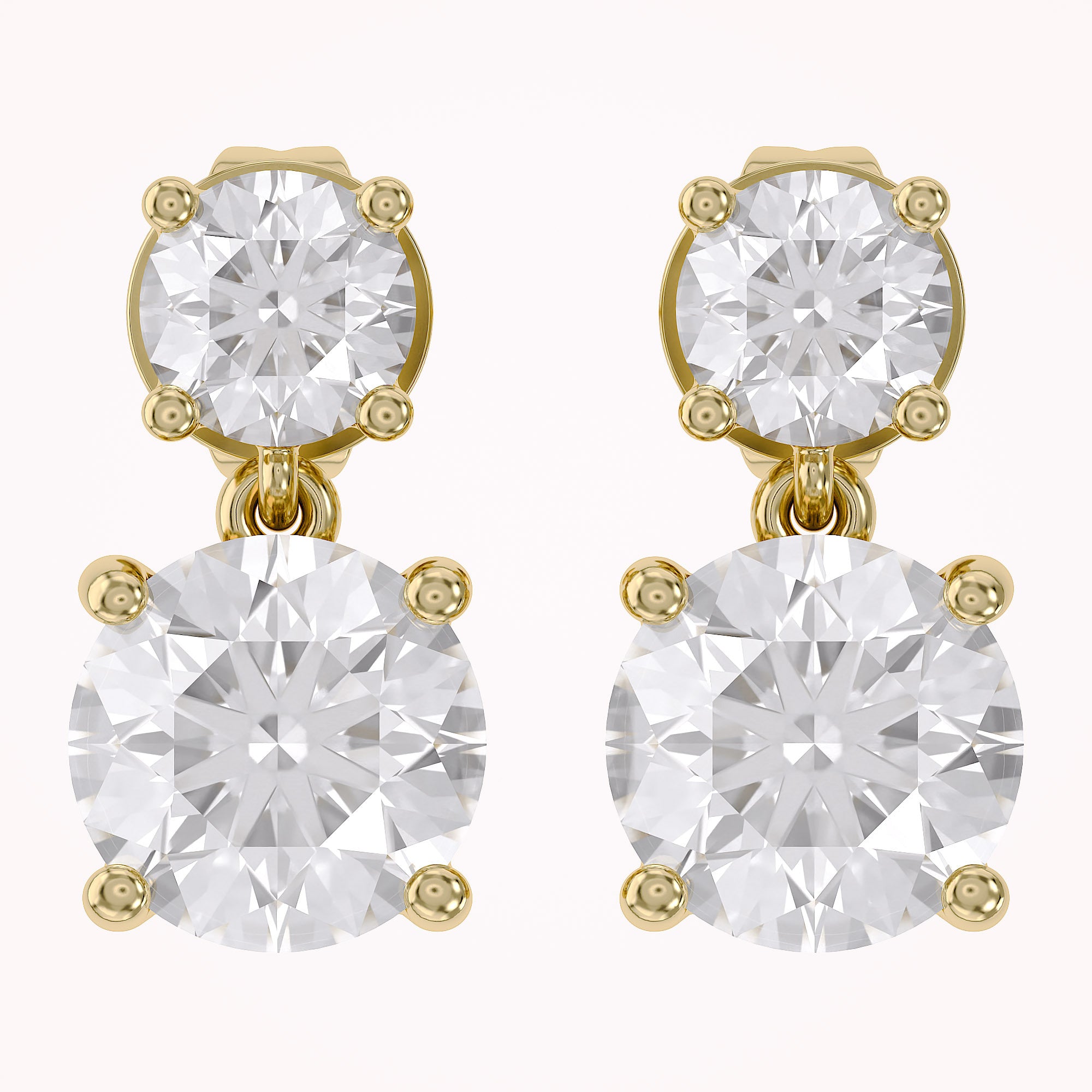 Dangle Stud Earrings 3.60 Carat Round Lab Grown Diamond
