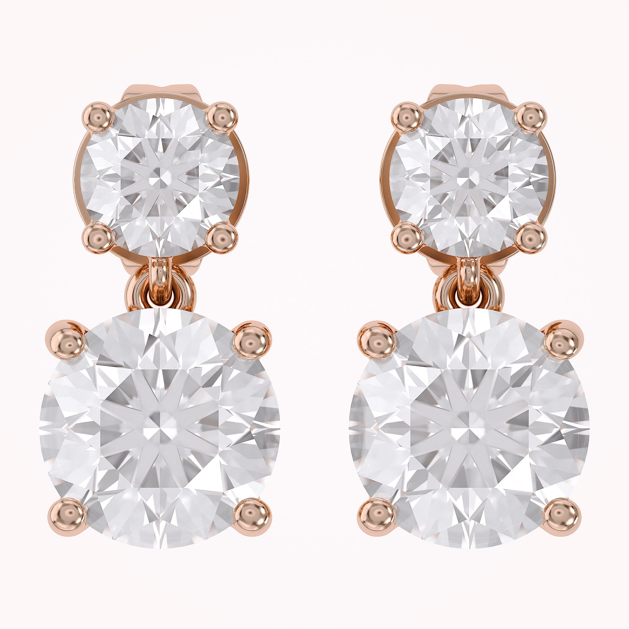 Dangle Stud Earrings 3.60 Carat Round Lab Grown Diamond