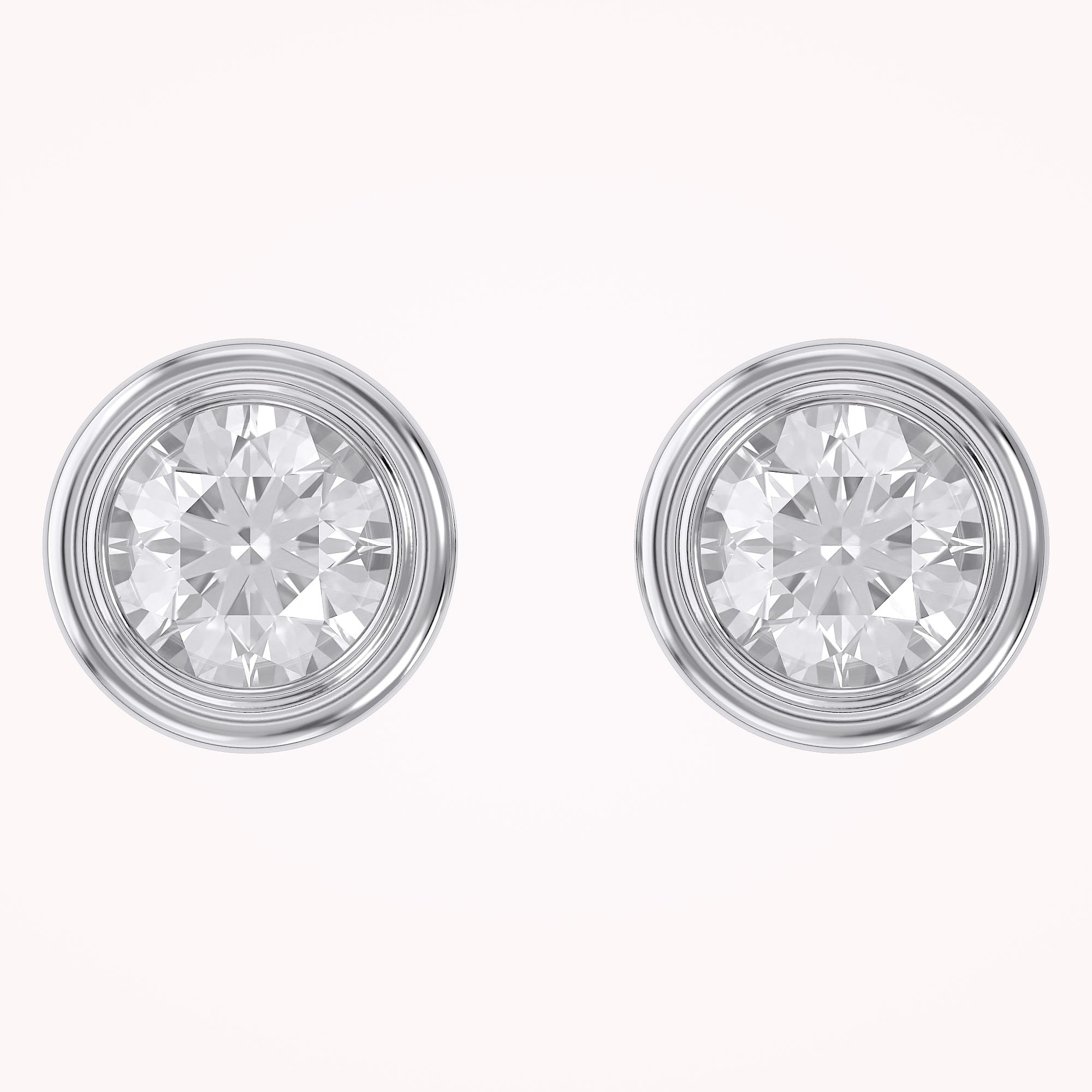 Solitaire Stud Earrings Bezel Set Lab Grown Diamond