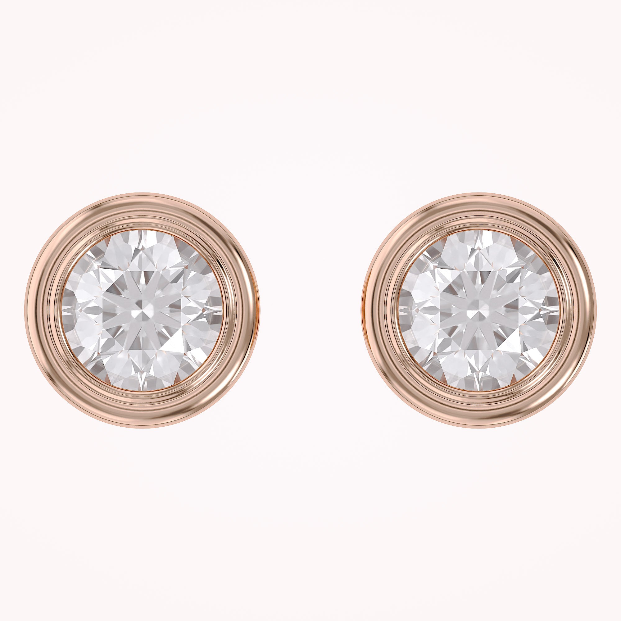 Solitaire Stud Earrings Bezel Set Lab Grown Diamond