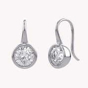 Solitare Fish Hook Drop Dangle Earrings Lab Grown Diamond