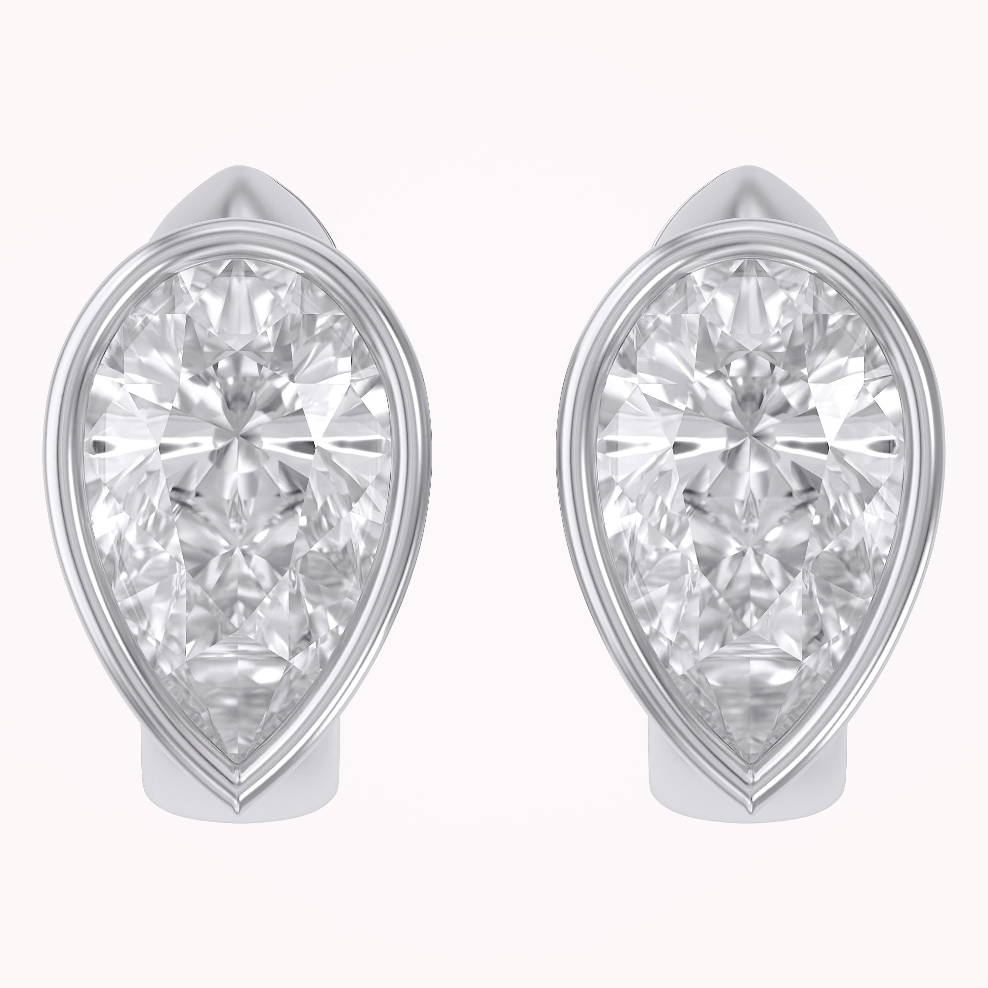Huggie Hoop Earrings 3 Carat Pear Cut Lab Grown Diamond