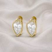 Huggie Hoop Earrings 3 Carat Pear Cut Lab Grown Diamond