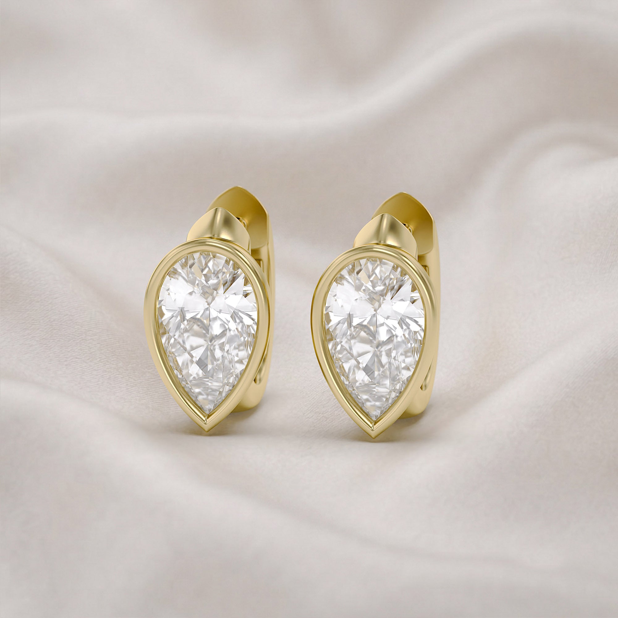 Huggie Hoop Earrings 3 Carat Pear Cut Lab Grown Diamond