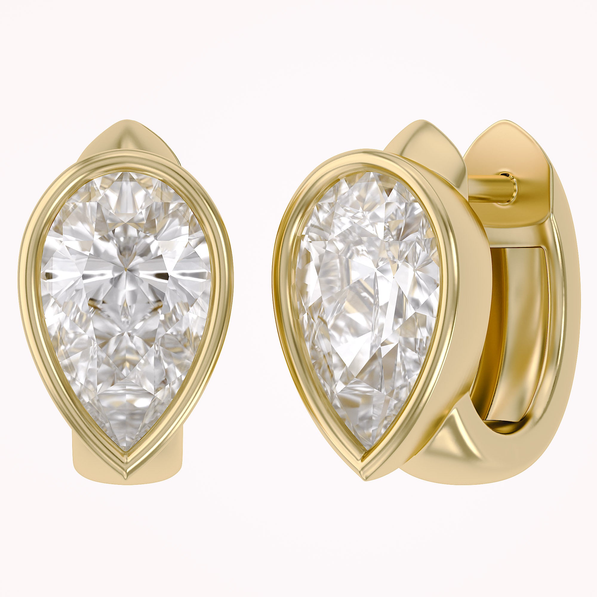 Huggie Hoop Earrings 3 Carat Pear Cut Lab Grown Diamond