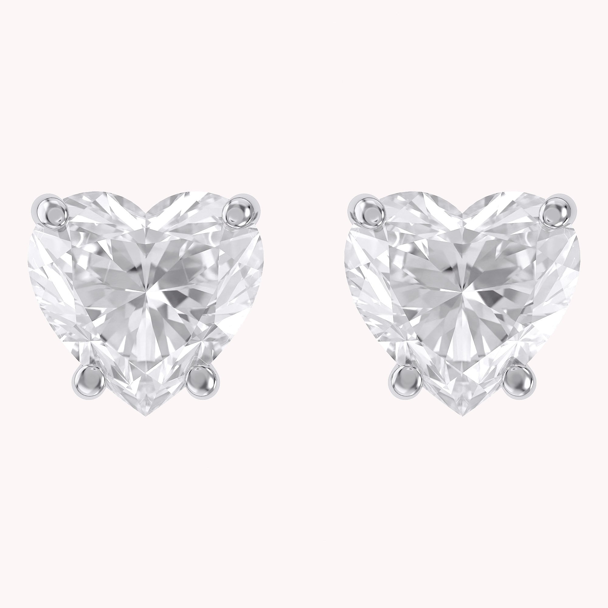 Heart Stud Earrings 2.50 Carat 7mm Lab Grown Diamond