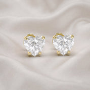 Heart Stud Earrings 2.50 Carat 7mm Lab Grown Diamond