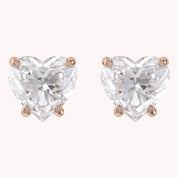 Heart Stud Earrings 2.50 Carat 7mm Lab Grown Diamond