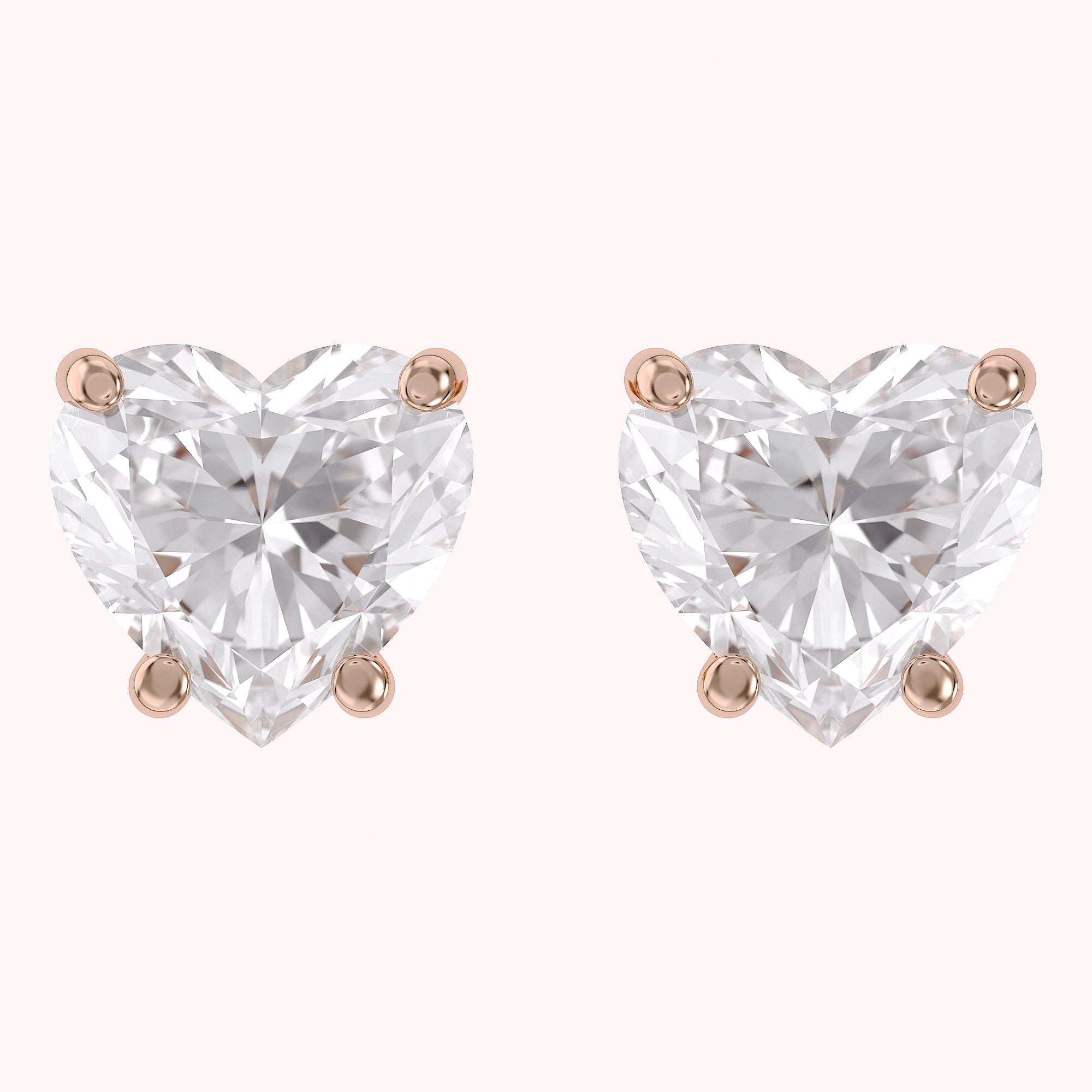 Heart Stud Earrings 2.50 Carat 7mm Lab Grown Diamond
