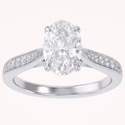 Solitaire Engagement Ring 10.5x7mm Oval & Round Lab Grown Diamond