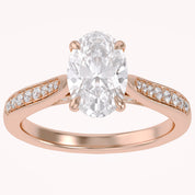 Solitaire Engagement Ring 10.5x7mm Oval & Round Lab Grown Diamond