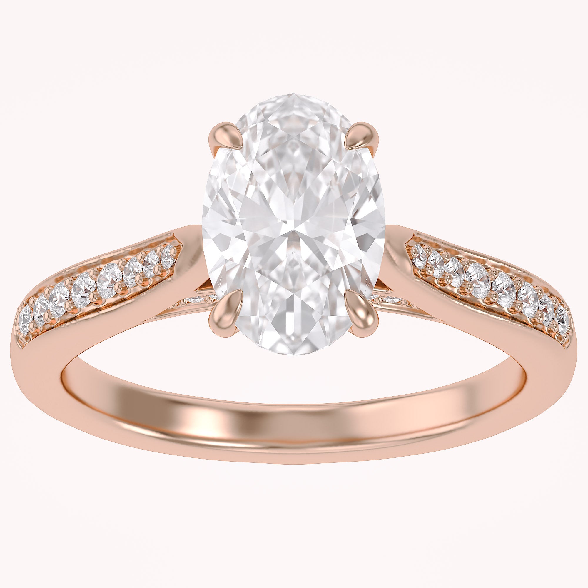 Solitaire Engagement Ring 10.5x7mm Oval & Round Lab Grown Diamond
