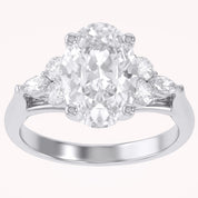 3 Stone Solitaire Engagement Ring Center 10X8mm Lab Grown Diamond